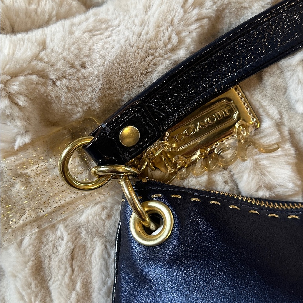 Coach Poppy Signature Sapphire Blue Leather Convertible Bag - Picture 7 of 17